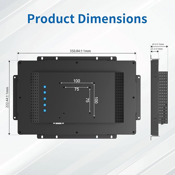 13.3 Inch Open Frame Touch Monitor PCAP 10-Point Touch Industrial Touchscreen Monitor with HDMI/VGA/DVI Interface Active Matrix TFT LCDLED Backlight with VESA Mount