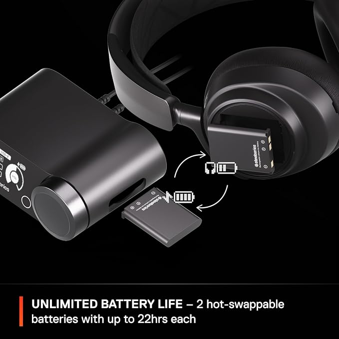 SteelSeries Arctis Nova Pro Wireless Multi-System Gaming Headset - Premium Hi-Fi Drivers - Active Noise Cancellation - Infinity Power System - ClearCast Gen 2 Mic - PC PS5 PS4 Switch Mobile