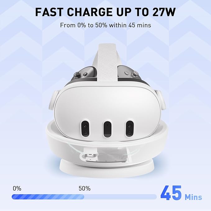 PRISMXR Carina D1 Magnetic Charging Dock Compatible with Meta Quest 3 Effortless Drop-and-Charge Station Space-Saving NOT Compatible with Quest3S