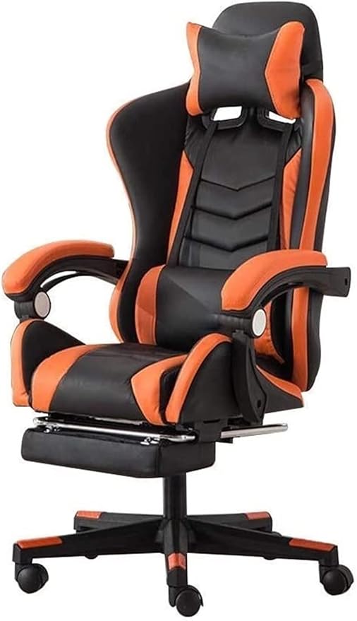 Office Chair E-Sports Chair Ergonomic Racing Swivel Chair high Back Gaming Chair with Footstool Office Chair Computer Chair Chair (Color : Orange#1) Needed