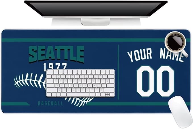 Seattle Mouse Pad Custom Any Name and Number Personalized Desk Pad for Men Women Youth Gifts