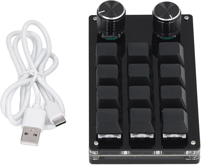 One Handed Macro Mechanical Keyboard 12 Keys Programmable Keypad with 2 Knobs USB Mechanical OSU Gaming Keyboard for