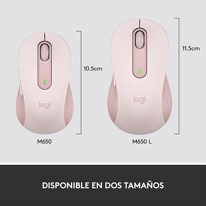 Logitech Signature M650 Wireless Mouse - for Small to Medium Sized Hands 2-Year Battery Silent Clicks Customizable Side Buttons Bluetooth Multi-Device Compatibility - Rose (Renewed)