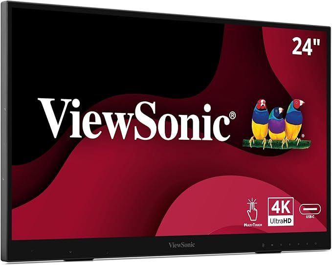 ViewSonic ID2456-4K 24 Inch 4K UHD Touch Display Tablet with PCAP 10 Point Touch Active Stylus Built-in Kickstand USB Hub HDMI DisplayPort and USB C Inputs