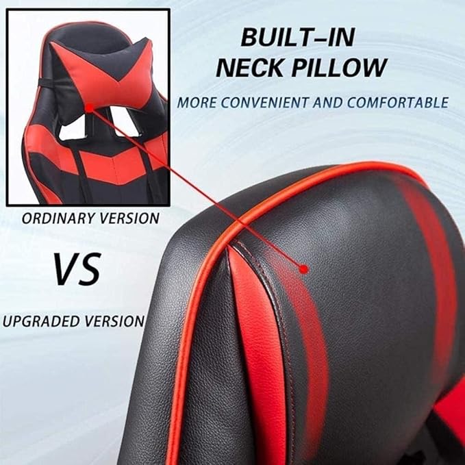 Ergonomic Office Chair with Arms Adjustable Height Gaming Chair with Reclining Footrest PU Leather Swivel Desk Chair for Computer and Office Use