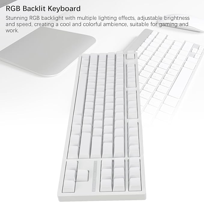 Yoidesu Gaming Keyboard 2.4G / BT3.0 5.0/Type C Wired Mechanical Keyboard RGB Backlit 87 Keys Red Switch Computer Keyboard