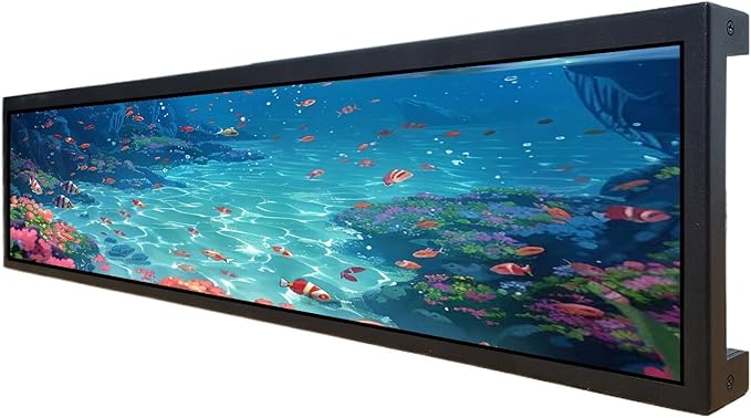 VSDISPLAY 21.3 Ultra Wide Bar Display 1920x360 IPS Digital Signage Monitor with USB Auto-Play Image Rotation and Mounting Holes for Advertising