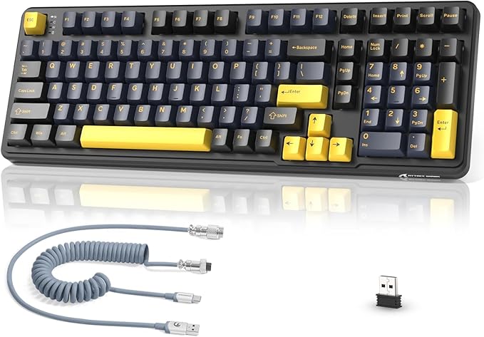 MAMBASNAKE Attack Shark X98 Wireless Mechanical Keyboard with NumpadGasket Mount Hot-Swap Pre-lubed Linear SwitchBT 5.0/2.4G/WiredRGB Backlit Computer Gaming Keyboards for PC/Tablet/PS5/Xbox-Black
