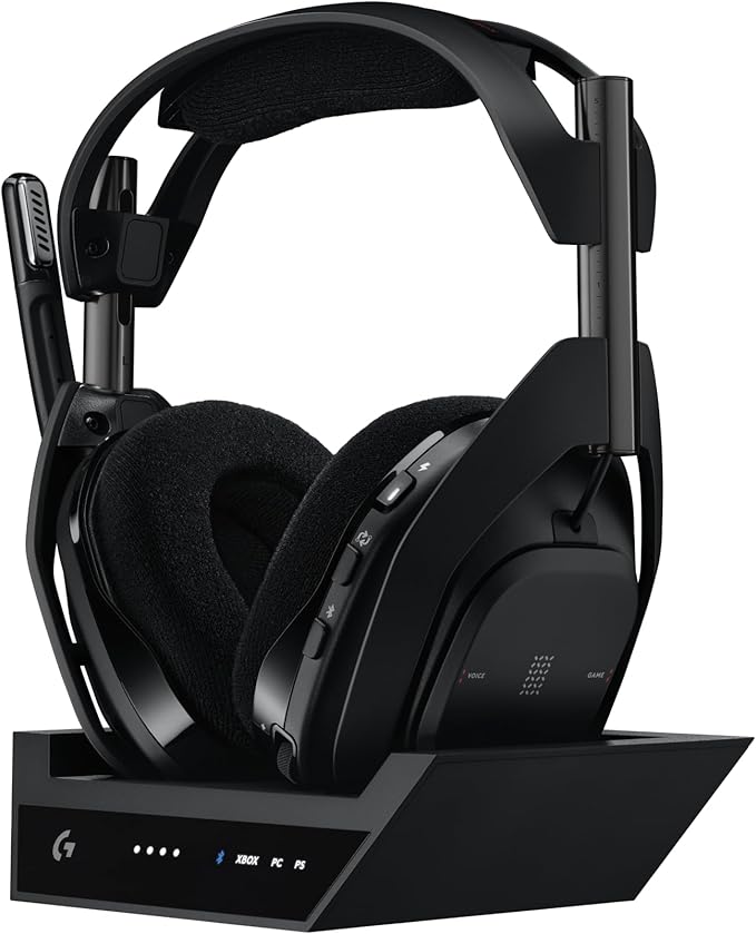 Logitech G Astro A50 X Multi-Platform Wireless Gaming Headset + Base Station for PS5/Xbox/PC: PLAYSYNC Video &amp Audio Switcher HDMI 2.1 4K 120Hz VRR &lt24bit/48kHz 24hr Battery 2.4GHz &amp BT