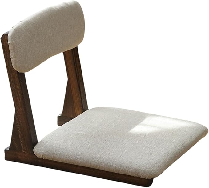 ELEFOCUS Floor SeatTatami Floor ChairPortable Padded Lounge ChairsFloors Meditation Chair with Back Support(Brown Cloth)