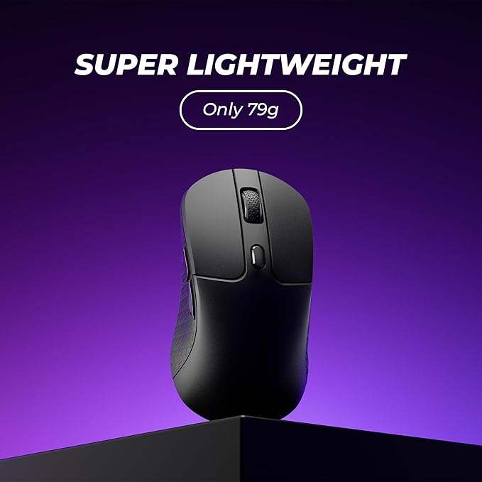 Keychron M3 8K Wireless Mouse PixArt 3950 Sensor Launcher WEP 30000 DPI Supports 2.4 GHz/Bluetooth 5.3 79g Ultra-Light Ergonomic Design Up to 140 Hours Using for PC Mac Laptop - Black