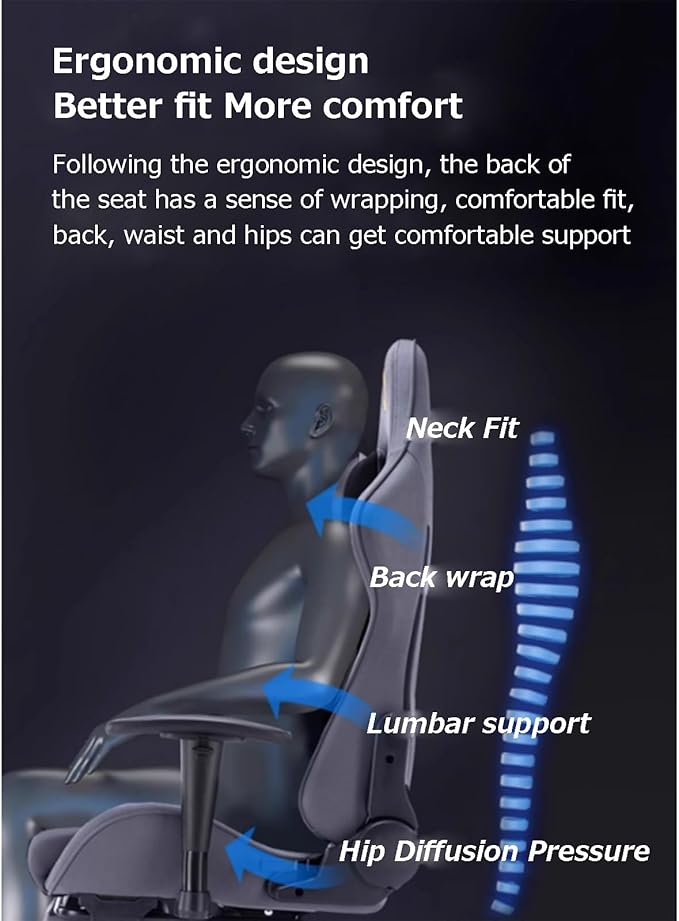 Ergonomic Gaming Chair Cortex Comfortable and Breathable Office Chair Height Adjustable Computer Chair with Footstool(RedCortex_with)
