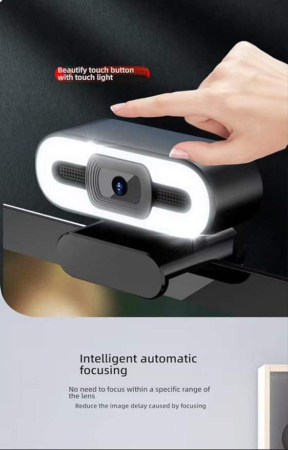 High-Definition Network Camera 1080P 2K USB Computer Camera Touch-up Beauty Lighting Suitable for Online Teaching Live Streaming Remote Meetings and Video Calls (2K)
