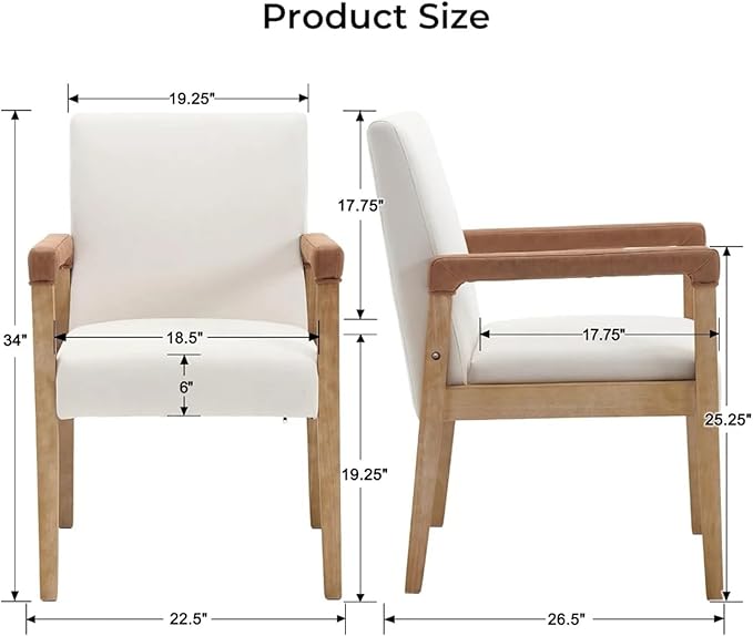 Adjustable Office Computer Chair with Armrest 1pcs Modern Style Linen White Upholstered Solid Wood Dining Chairs with Armrests