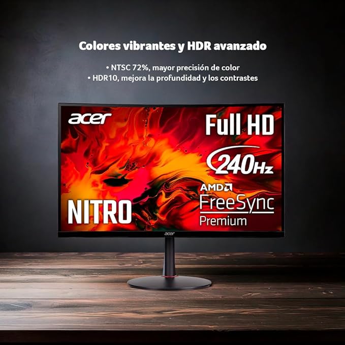 acer Nitro 27 1500R Curved Full HD PC Gaming Monitor | AMD FreeSync Premium | 240Hz | 1ms VRB | Speakers | HDR10 | ErgoStand | VESA Mounting Compliant | 1 x DP 1.4 &amp 2 x HDMI 2.0 | XZ270 X2bmiiph