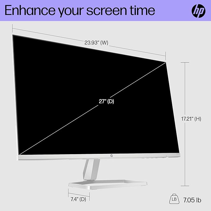 HP Series 5 27 inch FHD Monitor Full HD Display (1920 x 1080) IPS panel 99% sRGB 1500:1 contrast ratio 300 nits Eye Ease 527sw (2024) (Renewed)