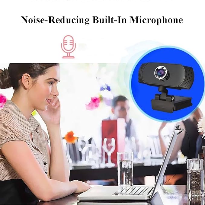 GIZNXBA 1080P Webcam with Microphone Streaming Webcam Manual Focus Plug and Play Noise-Canceling Microphone for Creators Podcasters Meetings