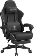 Dowinx Gaming Chair Fabric Big and Tall with Pocket Spring Cushion Massage Game Chair Cloth with Headrest Ergonomic Computer Chair with Footrest 350LBS Black