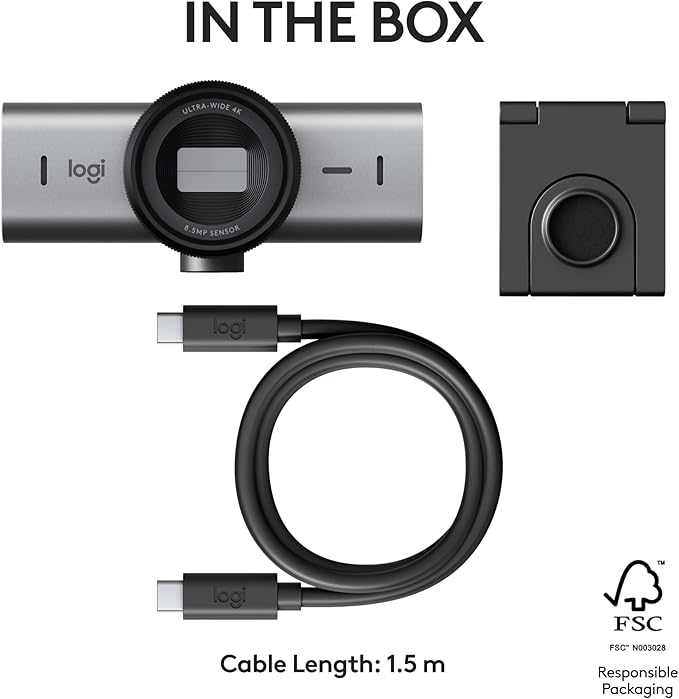 Logitech MX Brio Ultra HD 4K Webcam for Collaboration and Streaming 1080p 60 FPS Show Mode Works with Microsoft Teams Zoom Google Meet Nintendo Switch 2 Graphite