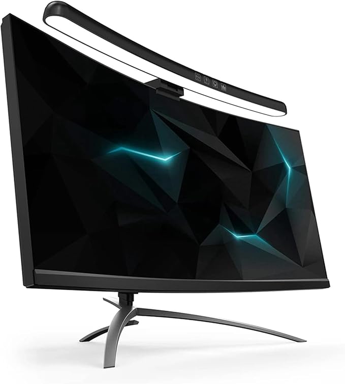 Luqeeg Curved Monitor Light Bar Computer Monitor Lamp Touch Dimming Screen Light Bar LED Monitor Light Reading Light with 3 Color Temp Modes &amp 7 Color RGB Adjustable for Office Home