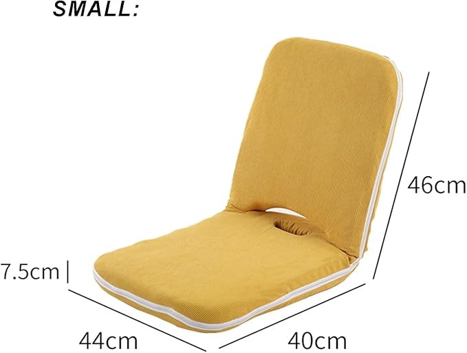 ELEFOCUS 5-Position Foldable Floor Chair with Adjustable Back Soft Sponge Corduroy Cover for Adults and Indoor Outdoor Use(GreySmall)