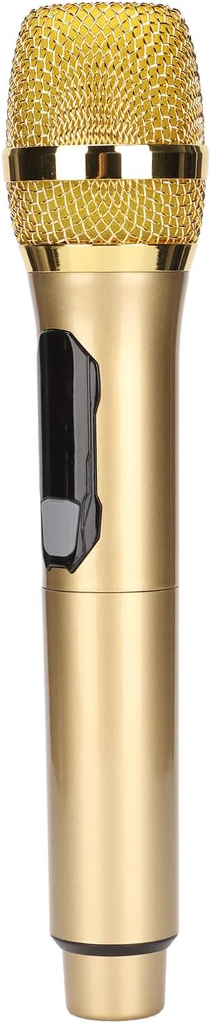 BAFOVY Home Microphone Microphone for Home 40MHz Digital Modulation Dynamic Live Sound Card Mic 50m for Outdoor Home Conference with LED Screen 3.5mm Adapter (Gold)