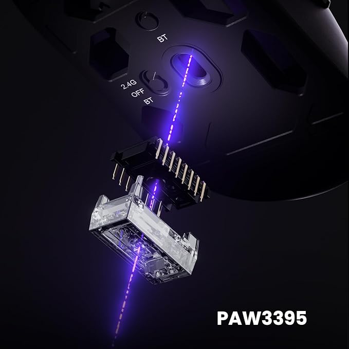 Akko Dash Max Wireless Gaming Mouse 8K Polling Rate with PAW3395 Sensor 26000 DPI 41g Ultra Lightweight Akko Custom Optical Switches BT/2.4G/Wired Symmetrical Computer Mouse White