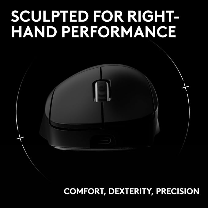 Logitech G PRO X Superlight 2 DEX Wireless Gaming Mouse 60g pro-Grade Right-Handed Mouse with 5 programmable Buttons USB-C Charging 44k DPI Sensor up to 8 kHz Polling for PC/Mac - Black