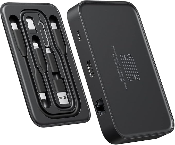 Docking Station JSAUX OmniCase 7-in-1 USB C Hub with Cable Storage Support 1000M Ethernet 4k HDMI 100W USB C PD USB 3.0 SD/TF Card Docking Station for MacBookPro/Air iPad Chromebook