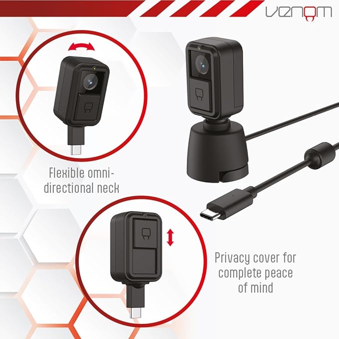 Venom USB Camera for Nintendo Switch 2 | 1080p HD 30fps Video Chat Webcam with Flexible Neck