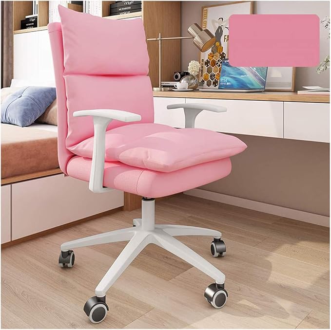 Computer Chair Home Backrest Lazy Leisure and Comfortable Swivel Chair with Wheels and Armrest Ergonomic Dormitory College Student Gaming Chair Desk Seat