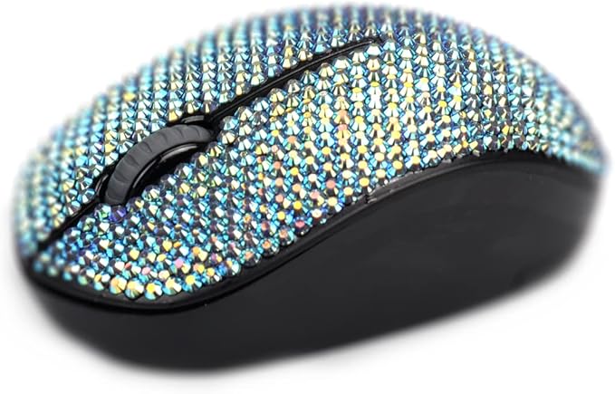 Bling Crystal Rhinestone Wireless Mouse 2.4G Noiseless Mouse with USB Receiver Portable Computer Mice for PC Tablet Laptop NotebookGirl's Gift - Pink Colorful