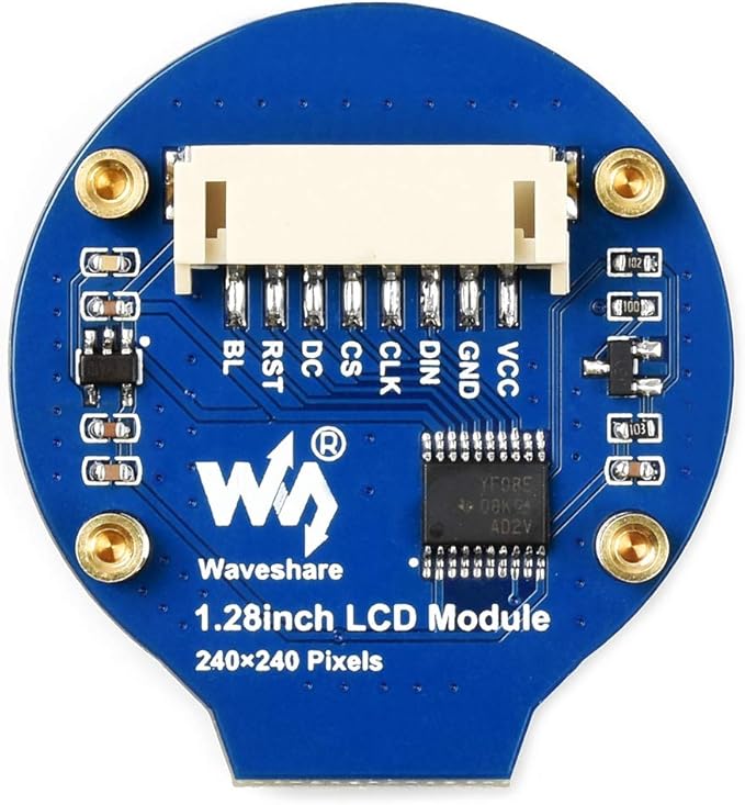 waveshare 1.28 inch Round LCD Display for Arduino/Jetson Nano/Raspberry Pi/STM32 240×240 IPS Screen Monitor 65K RGB Colors Using SPI Bus Embedded GC9A01 Driver