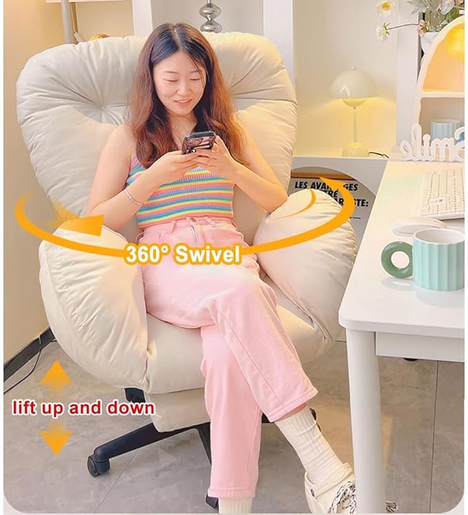 YCKEGEW Sofa Leisure Chair Computer Ergonomic Video Gaming Chair for BedroomRecliner Chair Tilting Function BackrestTask Chair with Wheels and Black Base(PinkWithout)