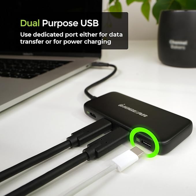 IOGEAR 4-Port USB-C Hub USB 3.2 Gen 2 10Gbps 100W Power Pass-Through High-Speed USB-C Expansion Hub for SSDs Hard Drives Laptops macOS Windows (GUH3C4C)
