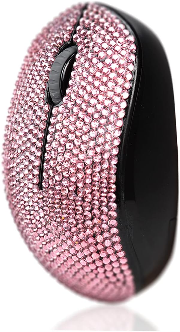 SA@ Luxury 6 Colors Bling Crystal Rhinestone 2.4G Wireless Mouse for Laptop Notebook PC Computer MacBook Gifts for The Office (Pink)