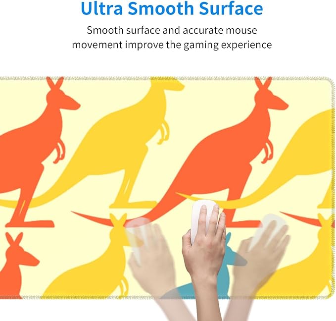 Colorful Kangaroo Green Large Mouse Pad Gaming Mat Desk Matt for Desktop Desk Pad Mat Anti-Slip XXL Big Mousepad with Stitched Edges for Computer