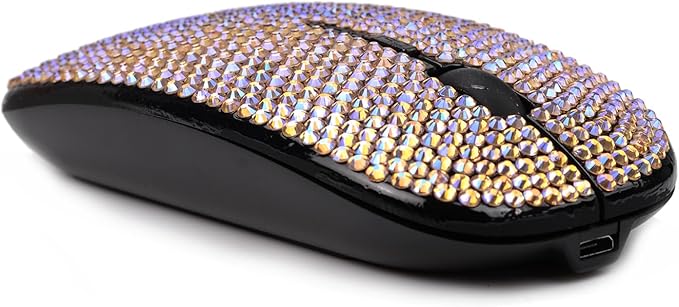 Bling Wireless Mouse for Girls Pink Rhinestone Coverd Computer Mouse with USB Receiver Sparkly Cute Flat Mice for Laptop PC Notebook MacBook Gifts - Gradient Rose Red