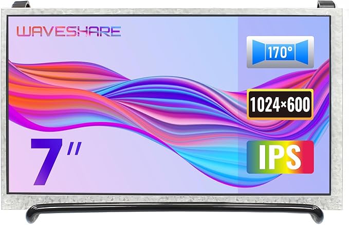 waveshare 7inch Display Compatible with Raspberry Pi 5/4B/3B/Zero/Zero W/Zero 2W/Pico/Pico W/Pico WH 1024×600 Resolution DPI Interface IPS No Touch