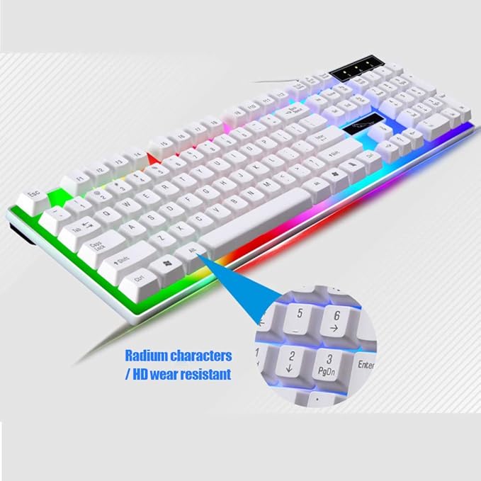 Arinda Wired Gaming Keyboard and Mouse Set Colorful LED Backlit USB Gaming Keyboard Mouse for Laptop PC Gamers