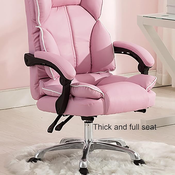 Gaming Chair Computer Chair with Retractable Footrest for Lumbar Support Height Adjustable Gaming Chair with Swivel Seat and Headrest Leather (Grey Without Footrest 1)