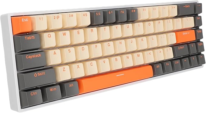 Pongnas 60 Percent Gaming Mechanical Keyboard 68 Key RGB Backlit Type C Wired Keyboard with Red Switch RGB Lighting Effects Ergonomic Design ABS Material Suitable for Home Office