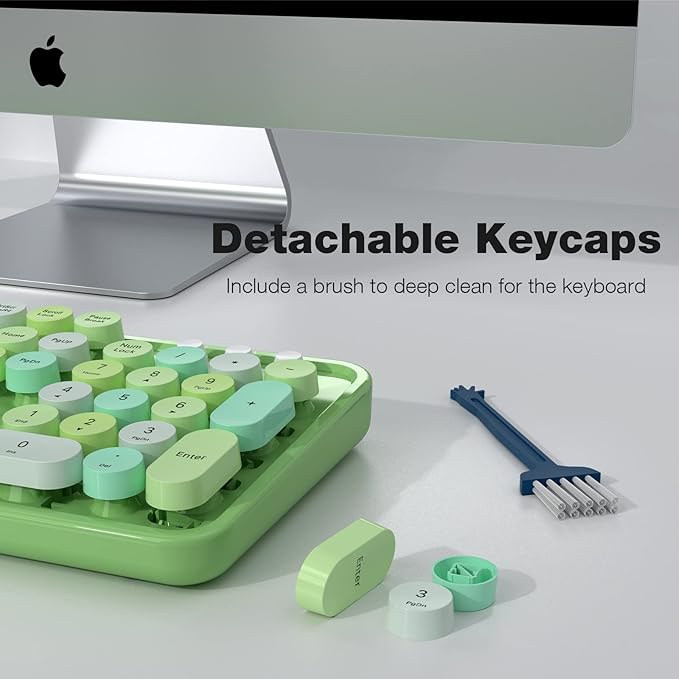 Wireless Keyboard and Mouse Combo MOWUX Colorful Computer Full Size 2.4G Plug and Play Wireless Typewriter Keyboard and Mouse Set for Windows Computer Desktop PC Notebook (Green Colorful)