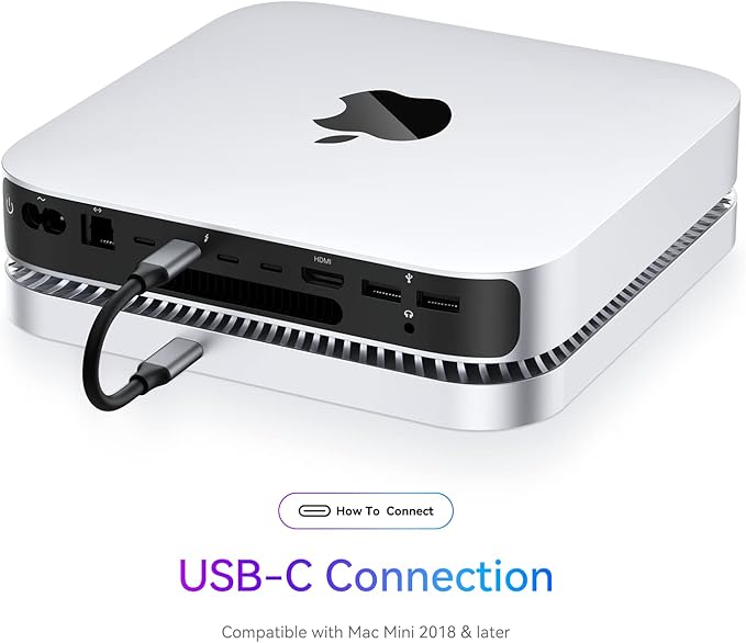 RayCue Mac Hub &amp Stand with SSD - Type-C USB 3.0/2.0 Ports Card Readers - Fits 2.5 Inch SSD for Mac Studio Mac Mini M1/M2