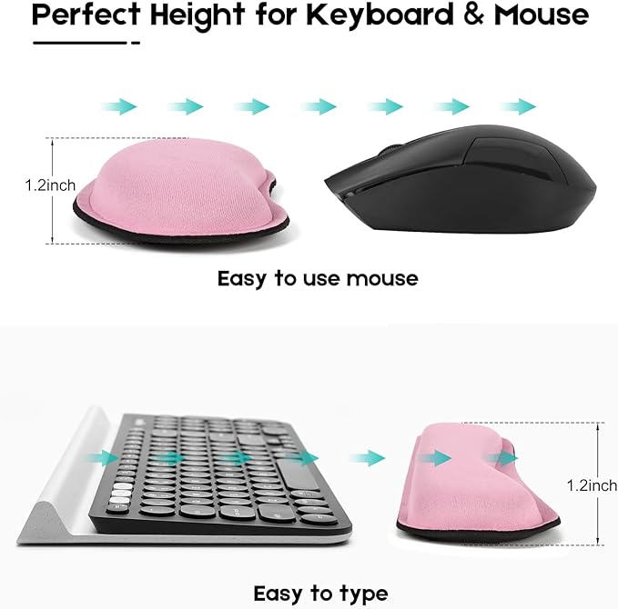 Excel Cheat Sheet Mouse Pad Set | 3-Piece XXL Ergonomic Desk Mat with Wrist Rest for Office &amp Gaming(Blush)