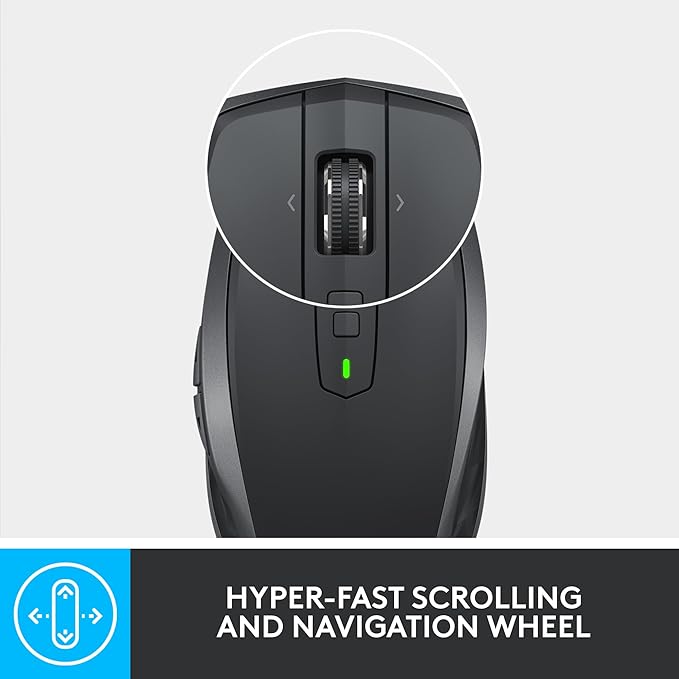 Logitech MX Anywhere 2S Bluetooth Edition Compact Wireless Mouse No USB Receiver - Use On Any Surface Hyper-Fast Scrolling Rechargeable Control Up to 3 Apple Mac and Windows Computers and Laptops