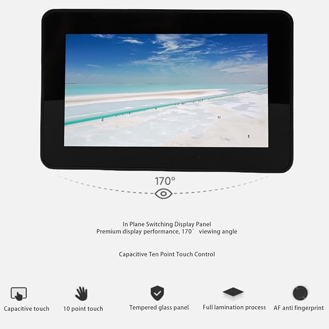 DSI Capacitive Touch Screen 7 Inch 1280x720 IPS Display with Stand Portable Monitor for RasPi5 CM5 4B CM4 3B+ 3A+ 3B CM3+ CM3 Bookworm System Support