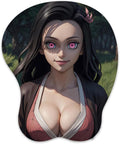 3D Mouse Pad Oppai Mousepad with Soft Gel Wrist Rest Anime Manga Gaming Boob pad Anti-Slip Mouse Mat （Nezuk）