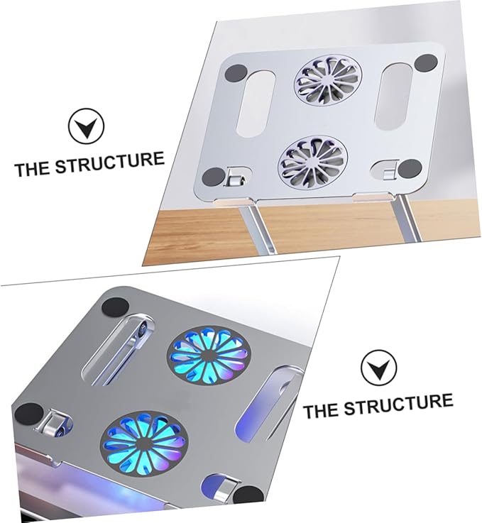 NUOBESTY Laptop Cooling Pad for Laptops Under Adjustable Aluminum Alloy Stand with Dual Cooling Fans for Enhanced Airflow and Ergonomic Support