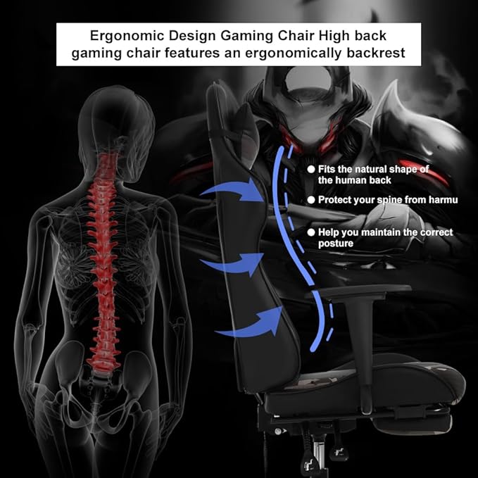 Computer Swivel Gaming Chair Video Game Chair PU Leather Executive Chair High Back Gaming Office Chair with Lumbar Support Adjustable Armrest Headrest Footrest for BoysGirlsCamo